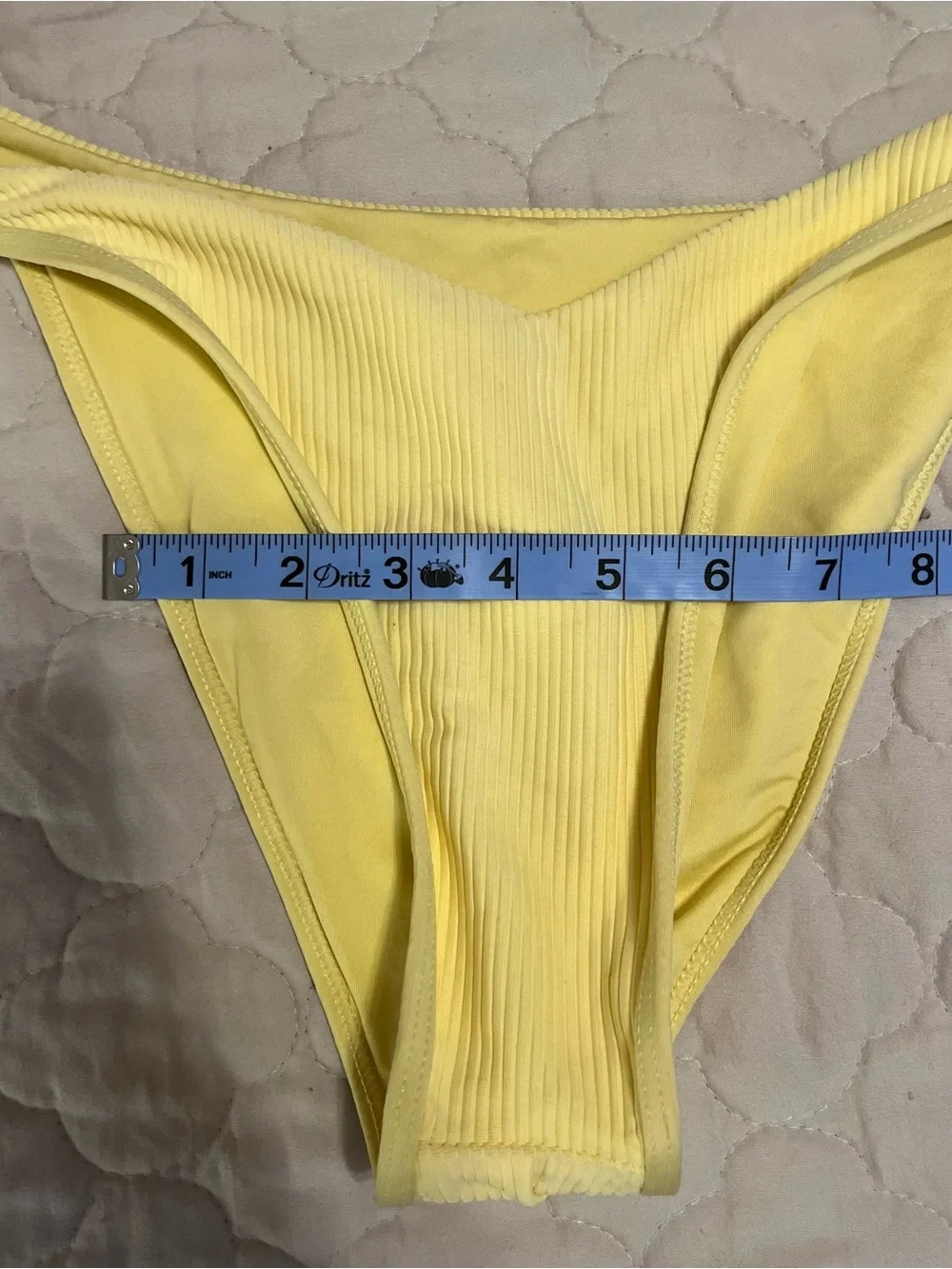 NWOT Frankies Bikinis Yellow Ribbed Swim Side Tie High Rise XL Bikini Bottom